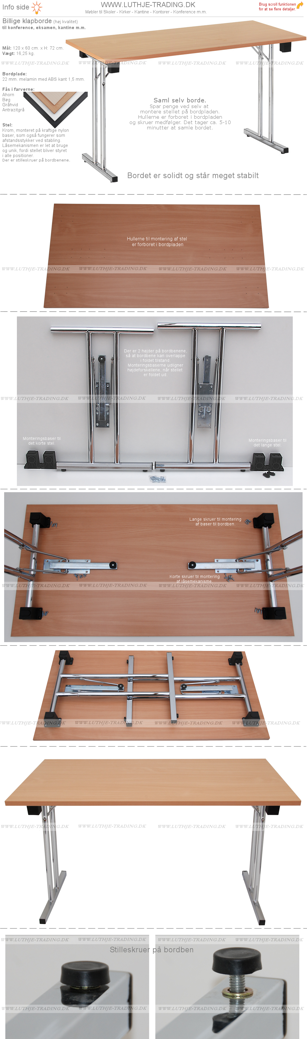 Konferenceborde 60 x 120 cm.