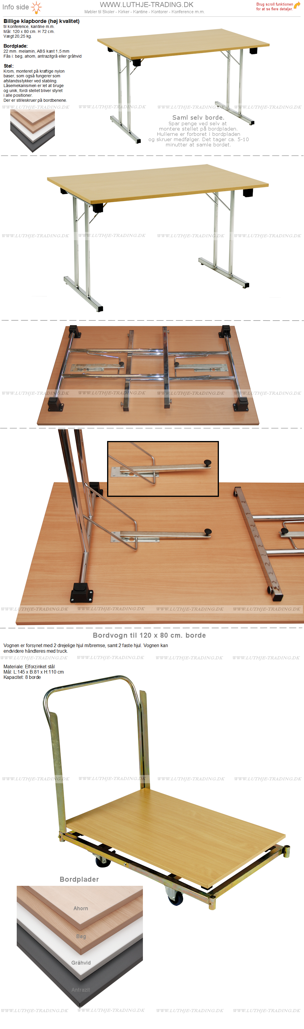 Konferenceborde billige 80 x 120 cm.